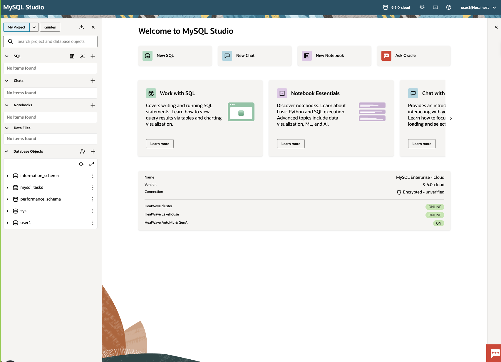 MySQL Studio interface layout